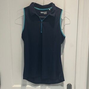 Callaway Dark Blue Sleeveless Polo Style Top with Light Blue Accents⭐️